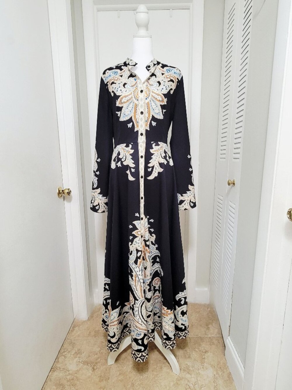Maxi Shirt Dress - Elegant Long Sleeve XL